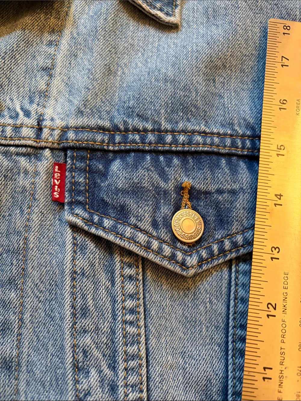 Embroidered Floral Classic Levi’s Denim Jacket - Orange Poppy NWOT M - Picture 6 of 6